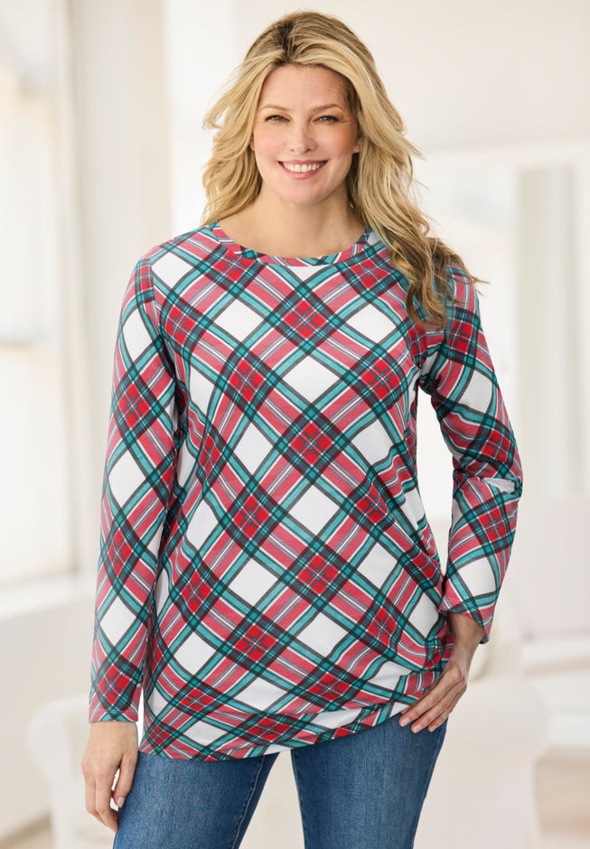 Perfect Printed Long-Sleeve Crewneck Tunic image number 0