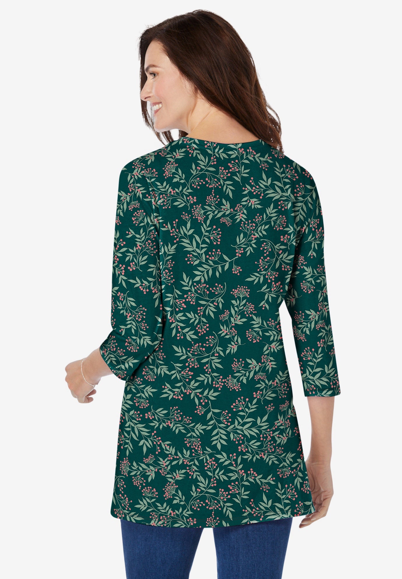 Perfect Printed Three-Quarter Sleeve Crewneck Tunic image number 1