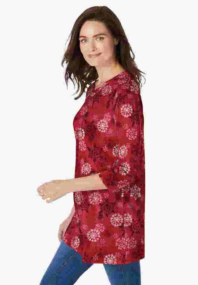 Perfect Printed Three-Quarter Sleeve Crewneck Tunic image number 2