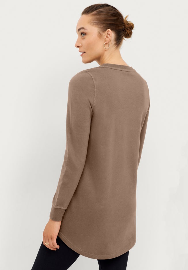 French Terry Sweatshirt Tunic with Shirttail Hem image number 1