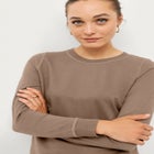 French Terry Sweatshirt Tunic with Shirttail Hem image number 3