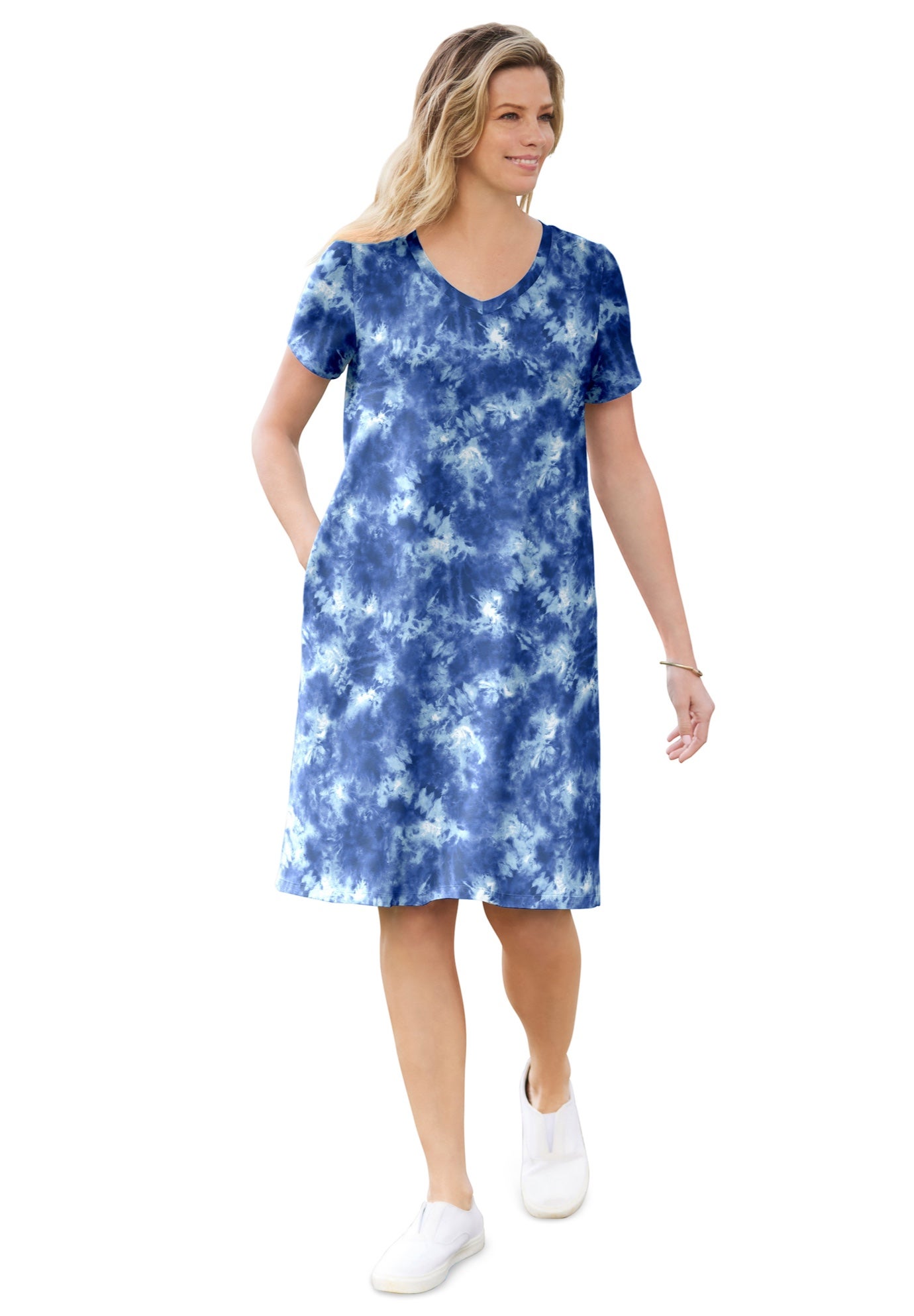 Perfect Short-Sleeve V-Neck Tee Dress image number 0