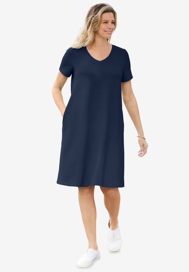 Perfect Short-Sleeve V-Neck Tee Dress image number 0