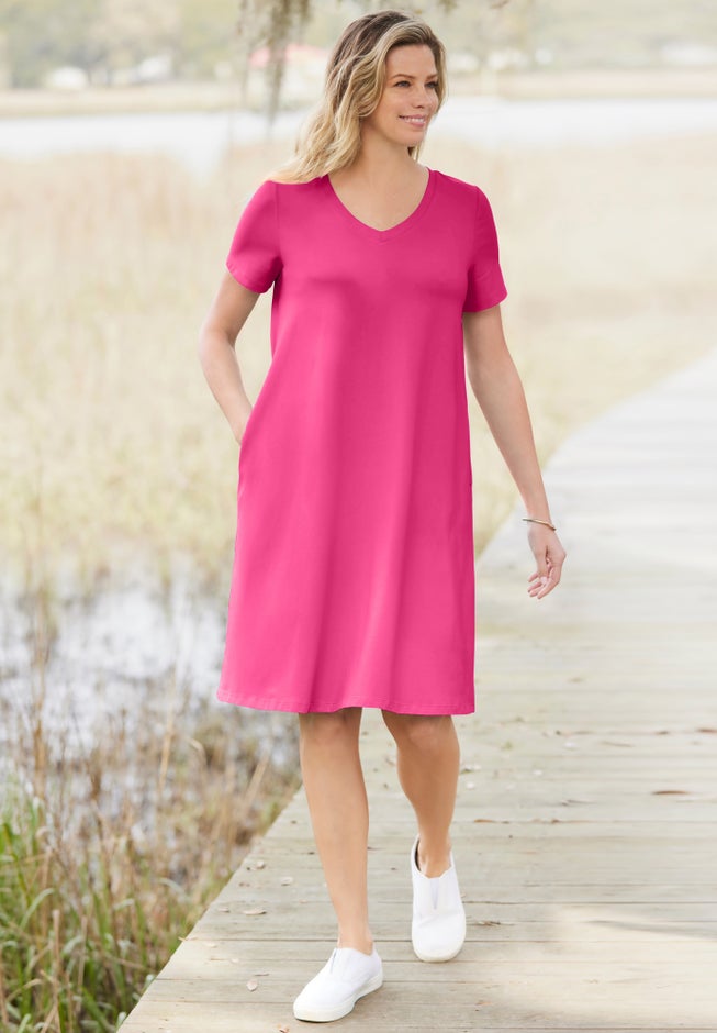 Perfect Short-Sleeve V-Neck Tee Dress image number 4