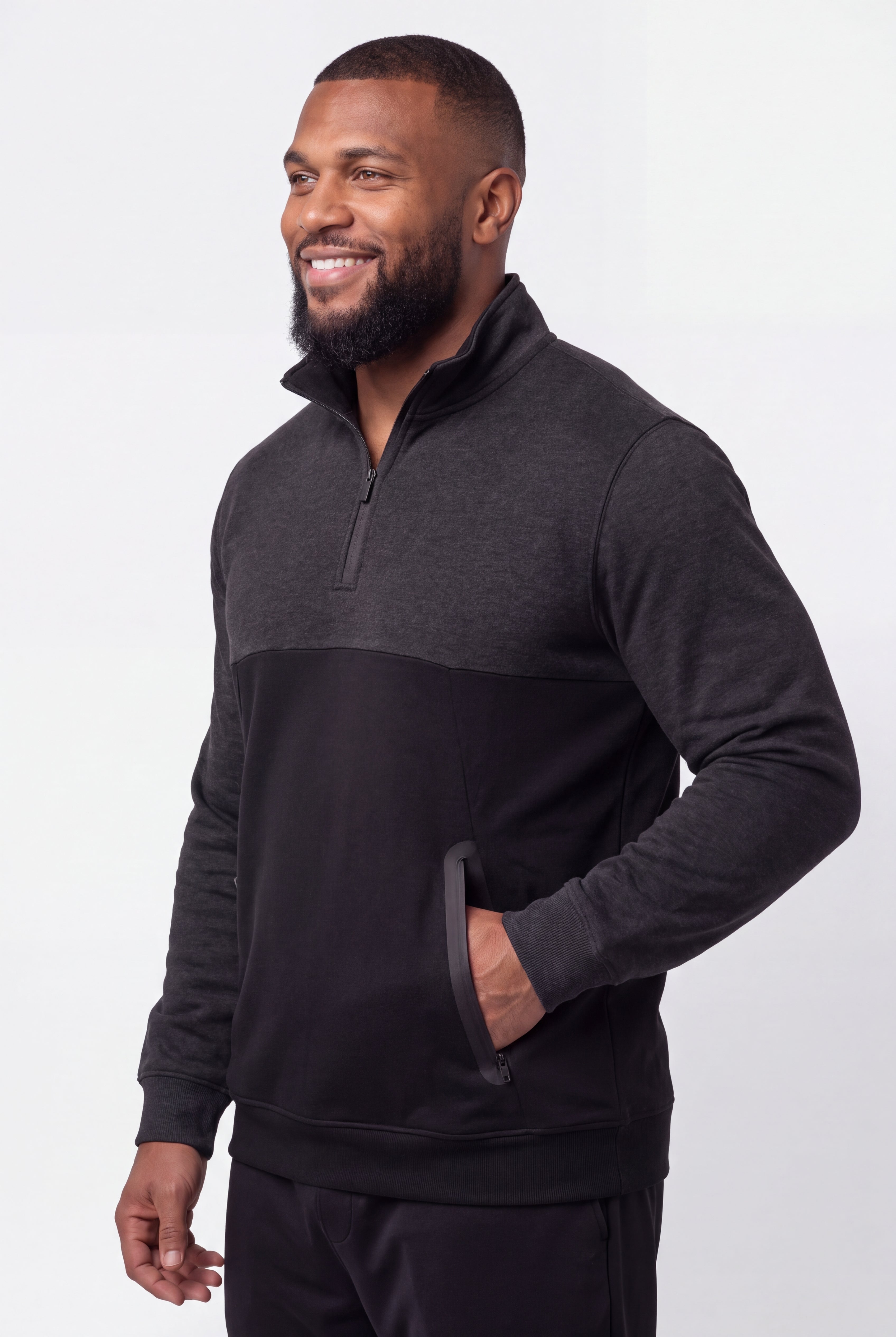 Fleece Rubberized &frac14; Zip Pullover image number 1