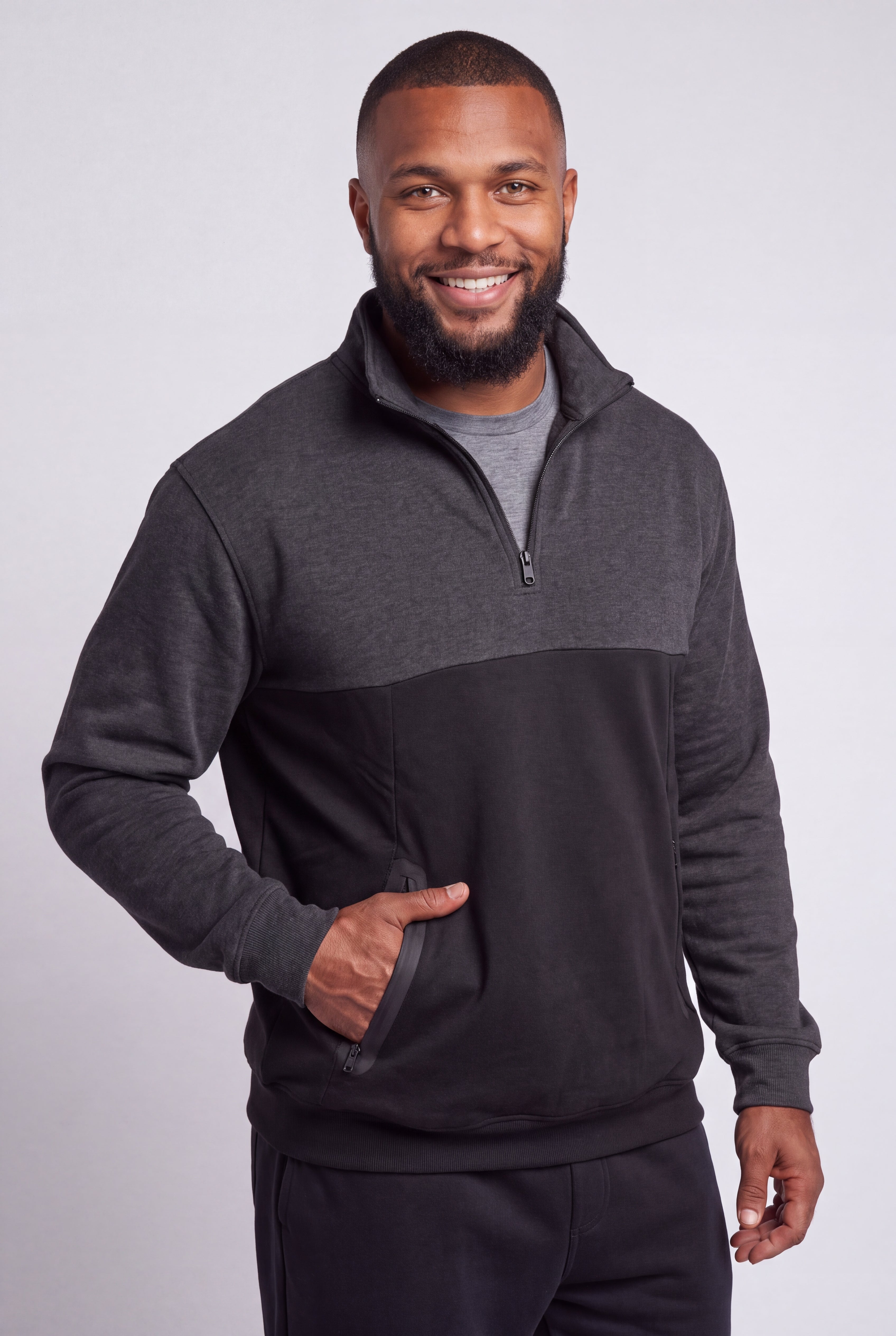 Fleece Rubberized &frac14; Zip Pullover image number 0