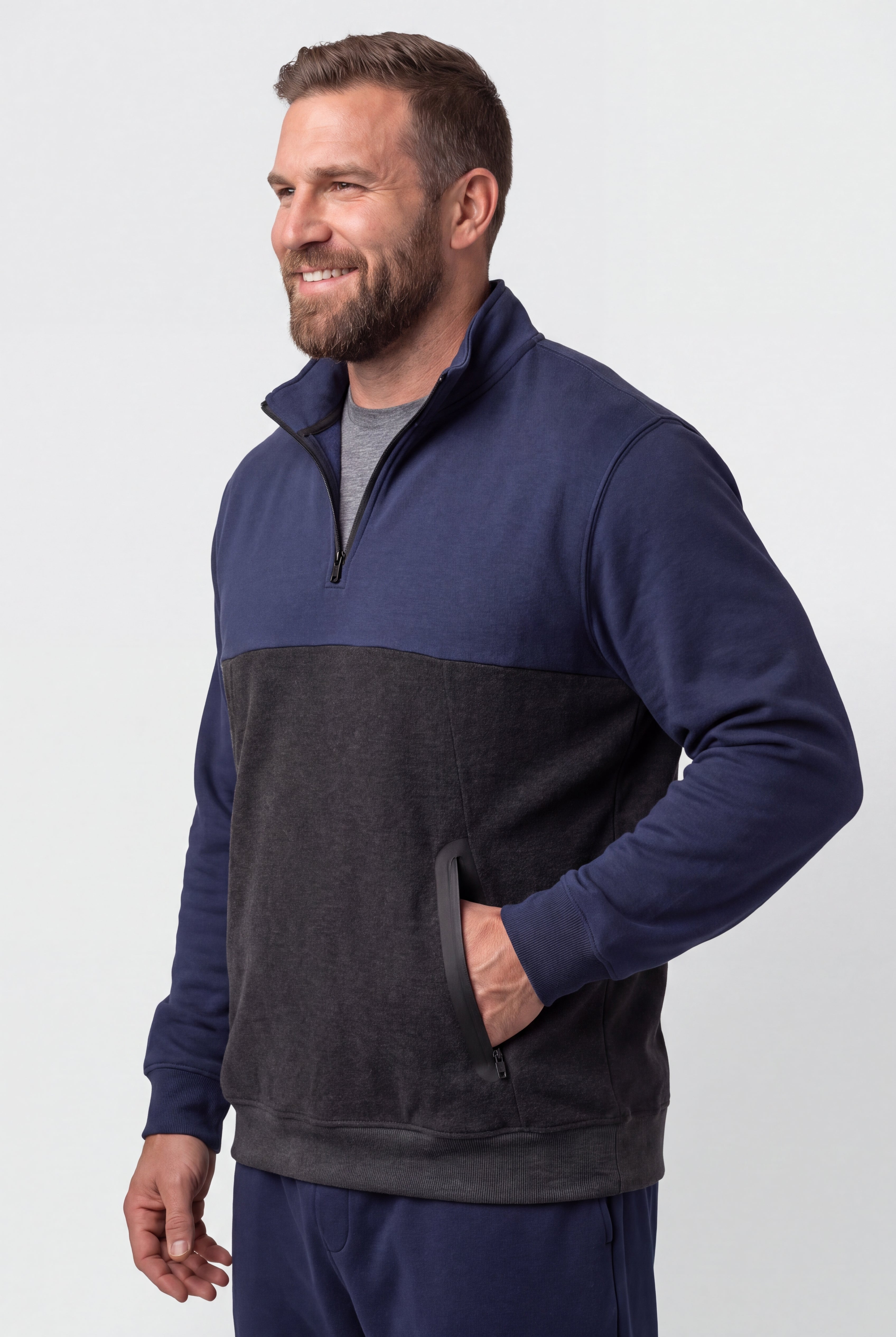 Fleece Rubberized &frac14; Zip Pullover image number 1