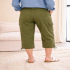 Mid-Rise Stretch Cotton Cargo Capris image number null