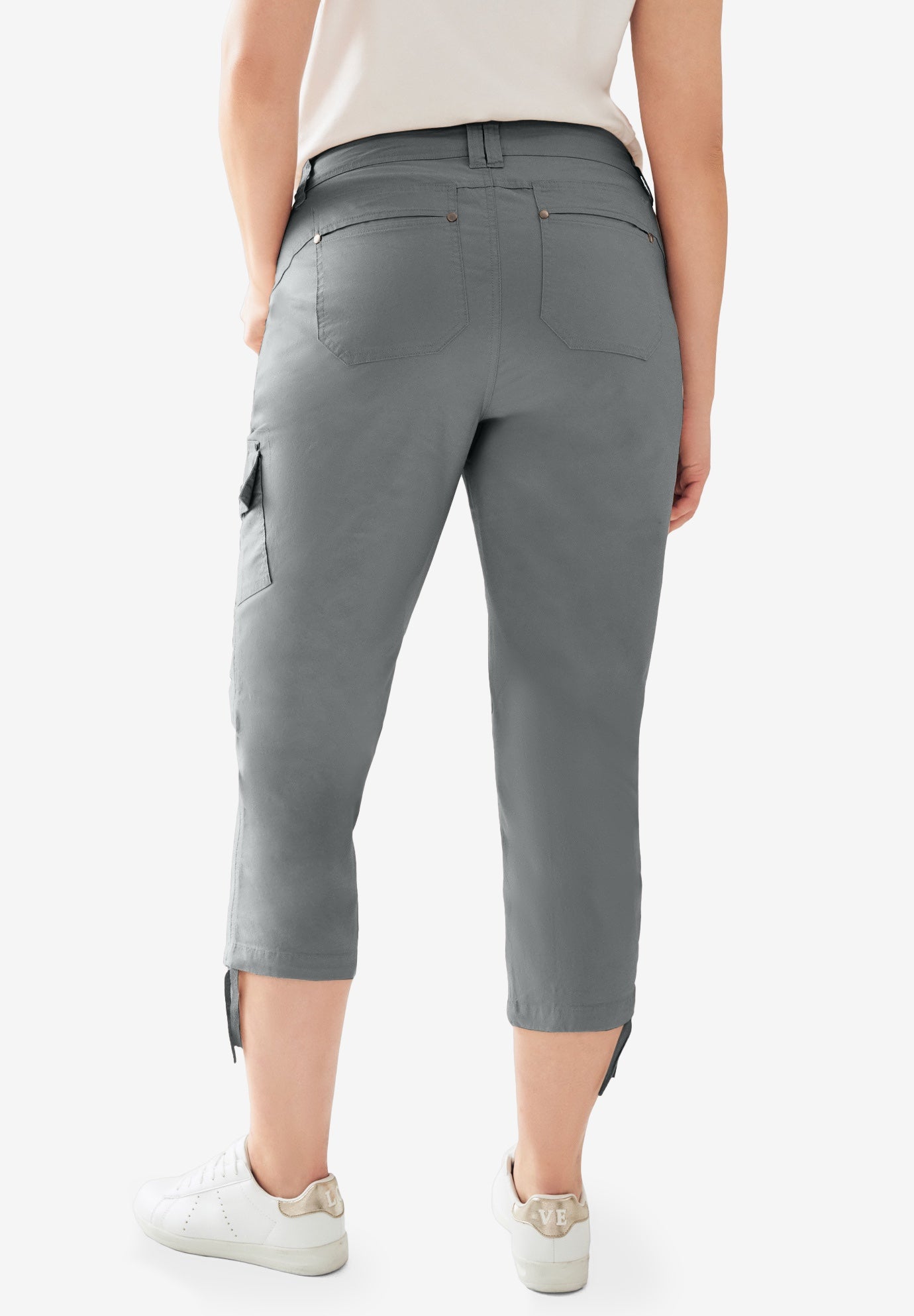 Stretch Mid-rise Cargo Capris image number 1