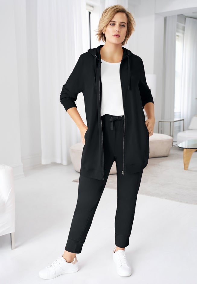 French Terry Long Zip Front Hoodie image number 0