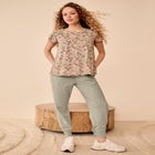 French Terry Drawstring Elastic Waistband Jogger image number null