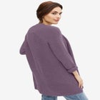 Open Front Long Ribbed Sleeve Waffle Cardigan image number 1