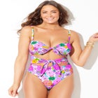 Underwire Tie Front Bandeau One Piece image number null