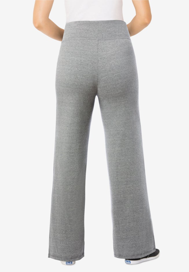 Stretch-Cotton Knit Pull-On Wide-Leg Leggings image number 1