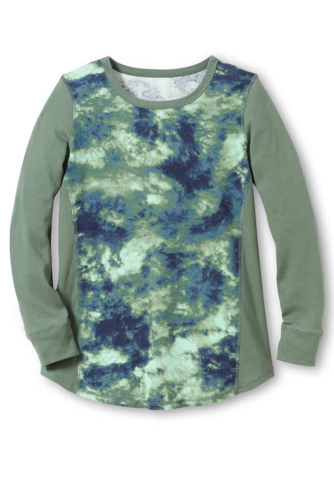 Colorblock Scoopneck Thermal Sweatshirt image number 1