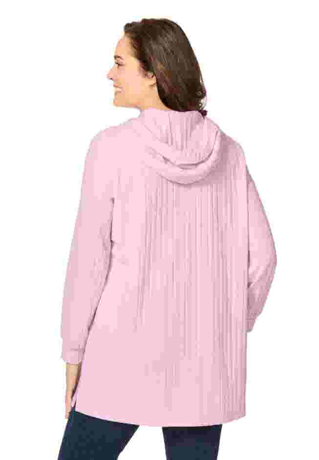 Rib-Knit Sherpa Hoodie Sweatshirt image number 1