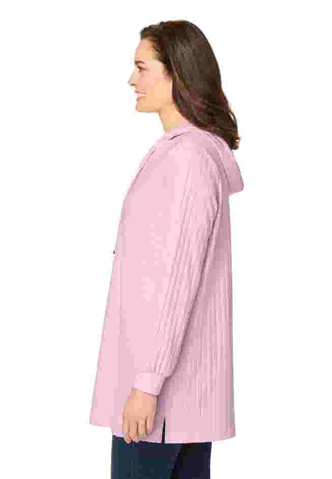 Rib-Knit Sherpa Hoodie Sweatshirt image number 2
