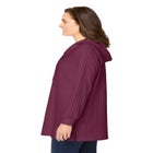 Rib-Knit Sherpa Hoodie Sweatshirt image number null