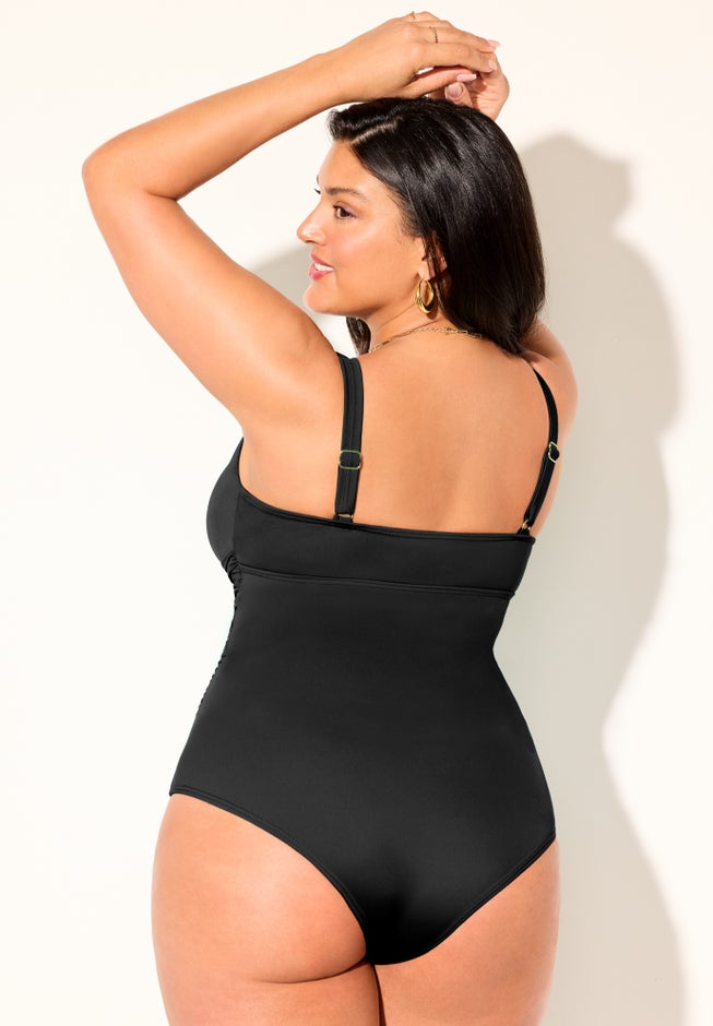 V-Neck One Piece Swimsuit image number 1