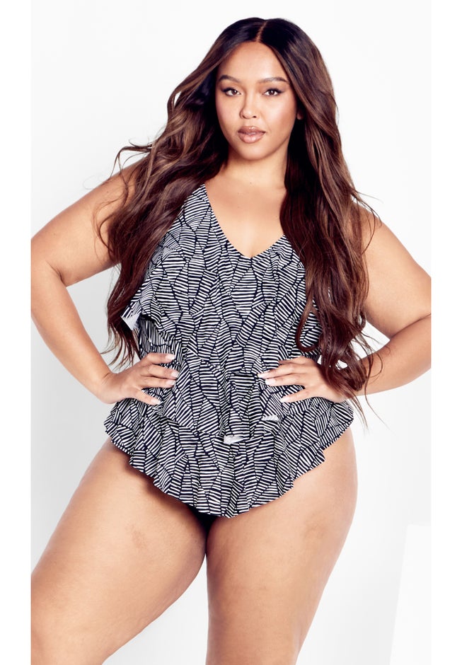 Pia V-Tiered Print 1 Piece image number null