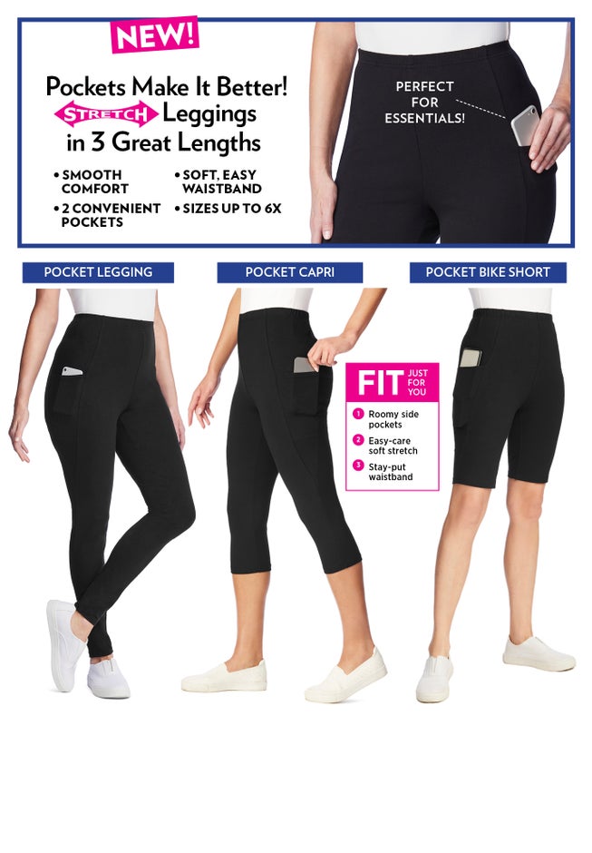 Stretch-Cotton Knit Pull-On Pocket Leggings image number 5