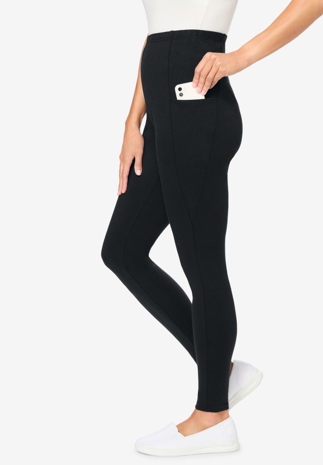 Stretch-Cotton Knit Pull-On Pocket Leggings image number 3