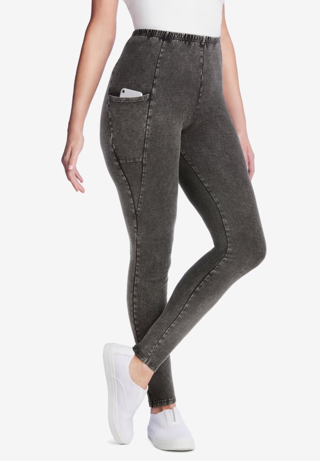 Stretch-Cotton Knit Pull-On Pocket Leggings image number 7