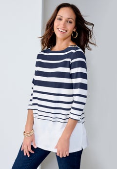 Stretch Cotton Boatneck Tunic