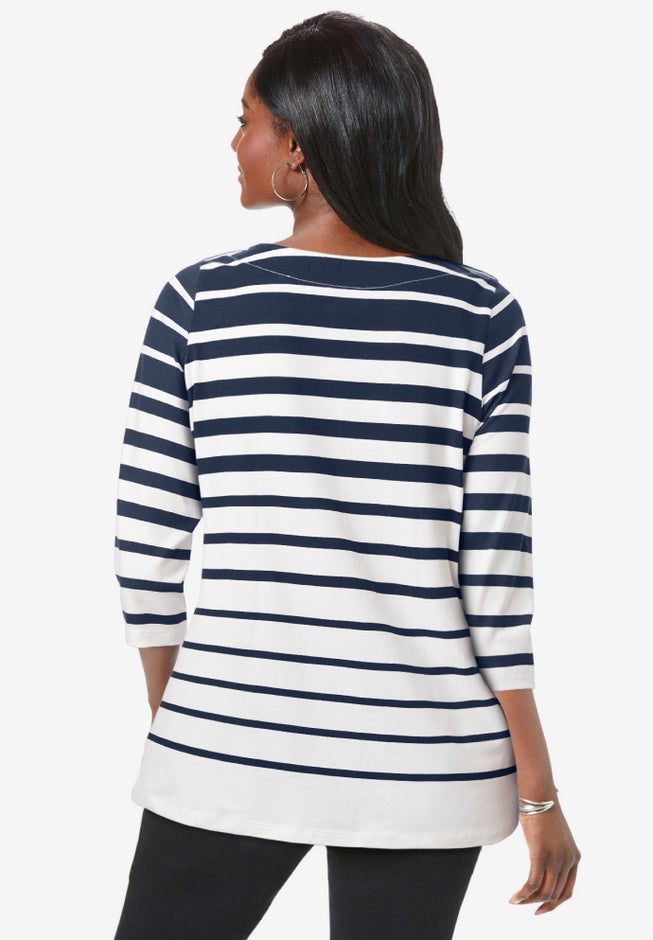 Stretch Cotton Boatneck Tunic image number 2