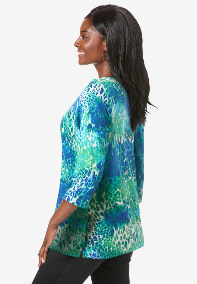 Stretch Cotton Boatneck Tunic image number 1