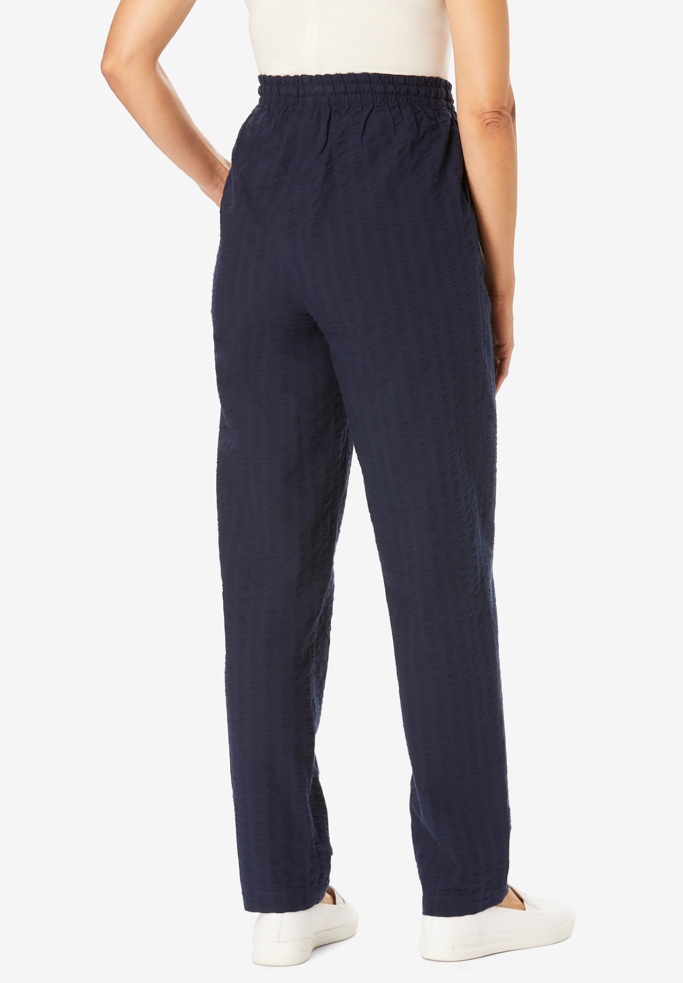 Seersucker Pull-on Elastic-Waist Pants image number 1