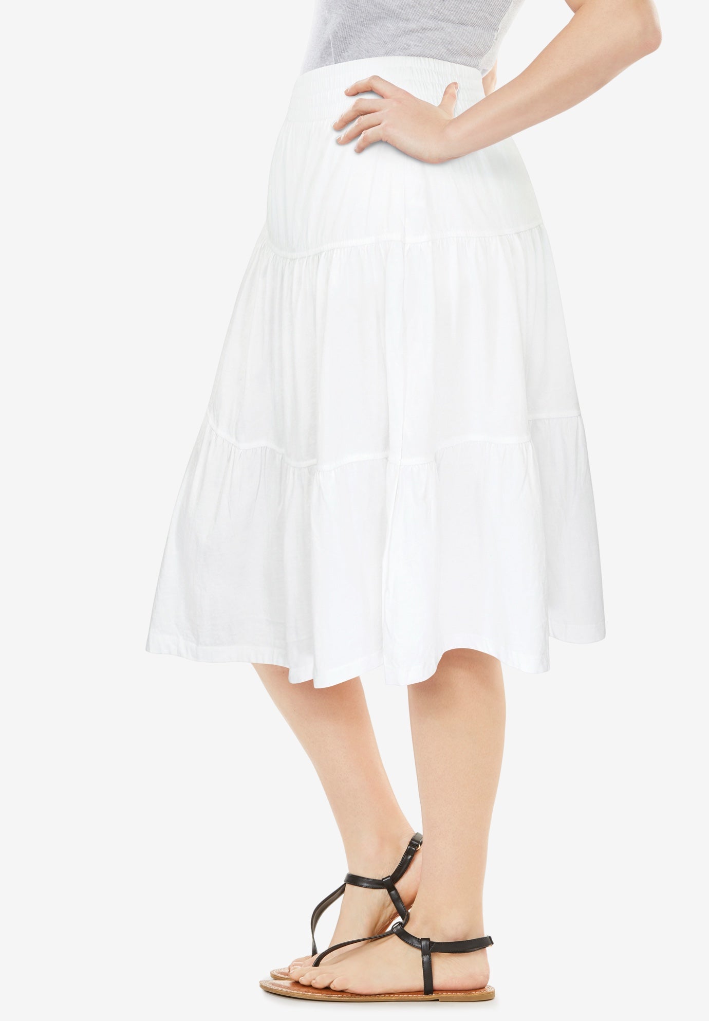 Elastic-Waist Knit Tiered Skirt image number 2