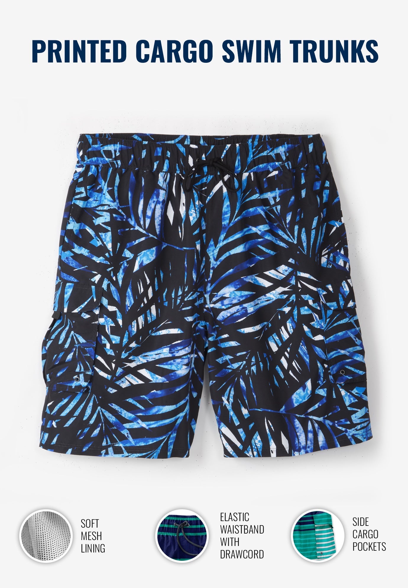 8" Printed Cargo Swim Trunks image number 1