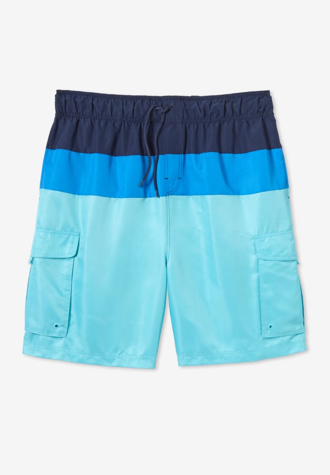 8" Printed Cargo Swim Trunks image number 1