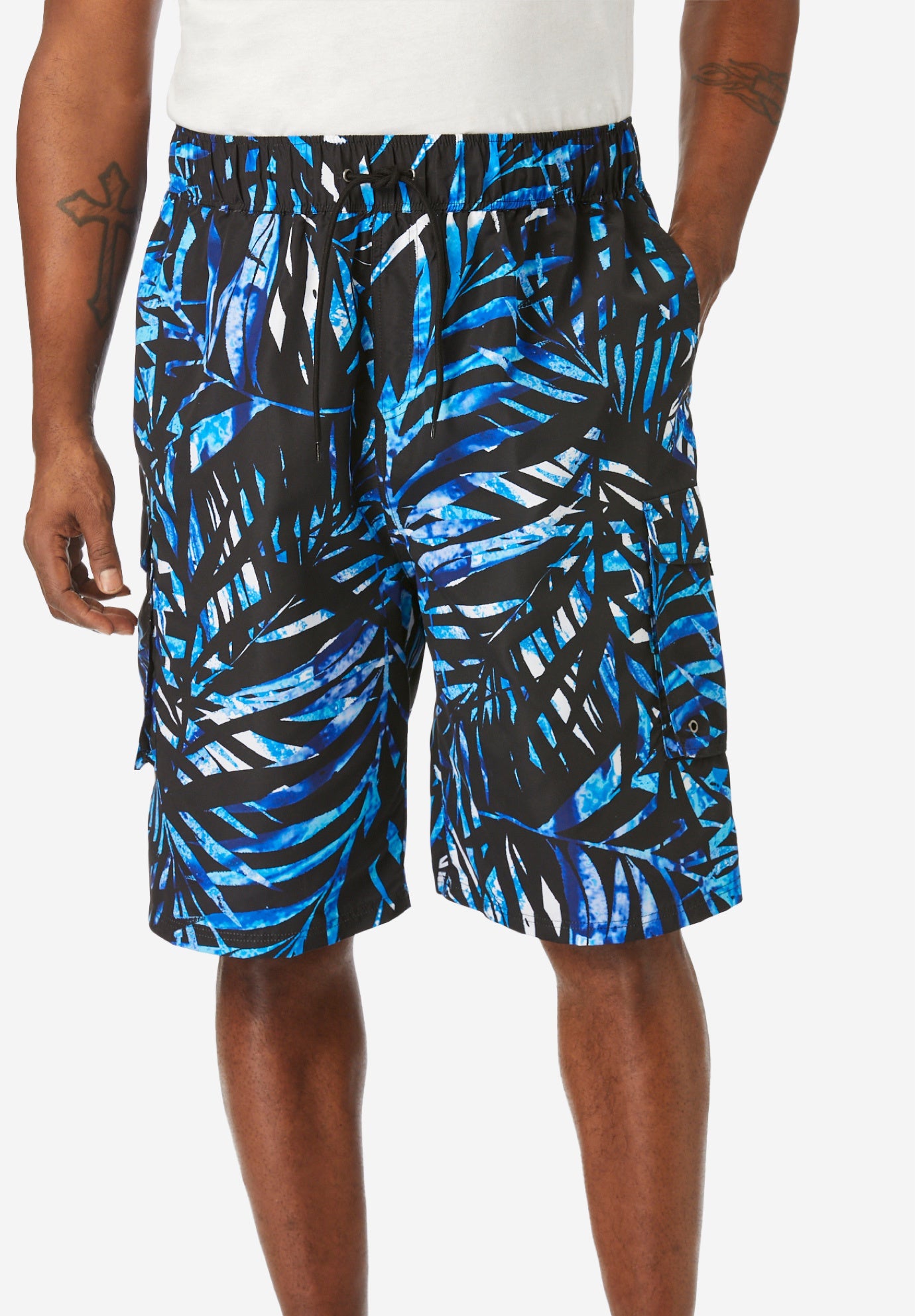 8" Printed Cargo Swim Trunks image number 0