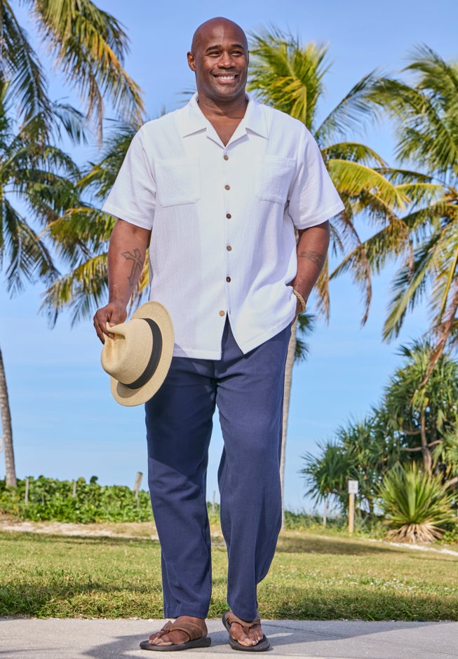 Elastic Waist Gauze Cotton Pants image number 5