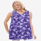 Perfect Printed Sleeveless Shirred V-Neck Tunic image number null