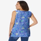Perfect Printed Sleeveless Shirred V-Neck Tunic image number null