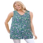 Perfect Printed Sleeveless Shirred V-Neck Tunic image number null