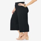 Stretch Knit Wide Leg Crop Pant image number null