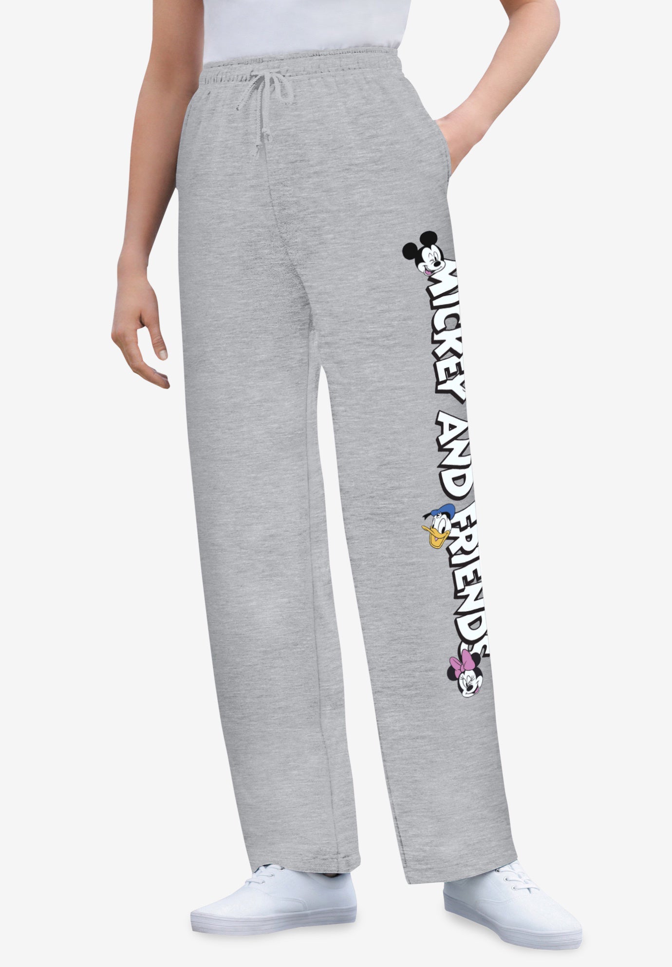 Disney Women's Fleece Heather Gray Sweatpants Mickey Mouse and Friends image number 0