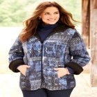 Printed Fleece Coat with Sherpa Lining image number null