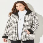 Printed Fleece Coat with Sherpa Lining image number null