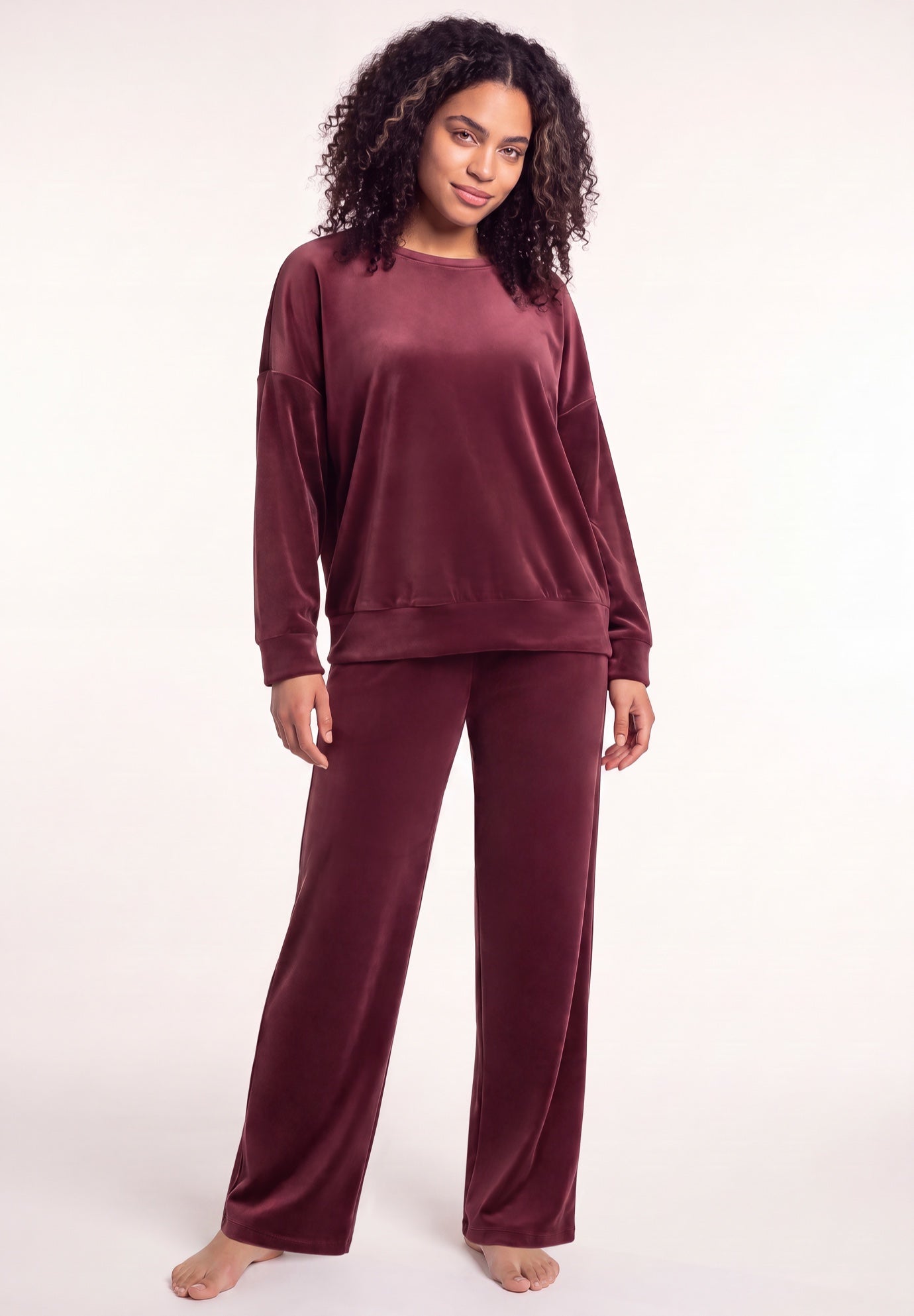 Boxy Velour Lounge Sweatshirt image number 0