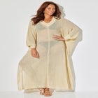 Long V-Neck Shimmer Caftan Tunic Cover Up image number null