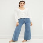 High-Waist 5-Pocket Wide-Leg Stretch Jeans image number null