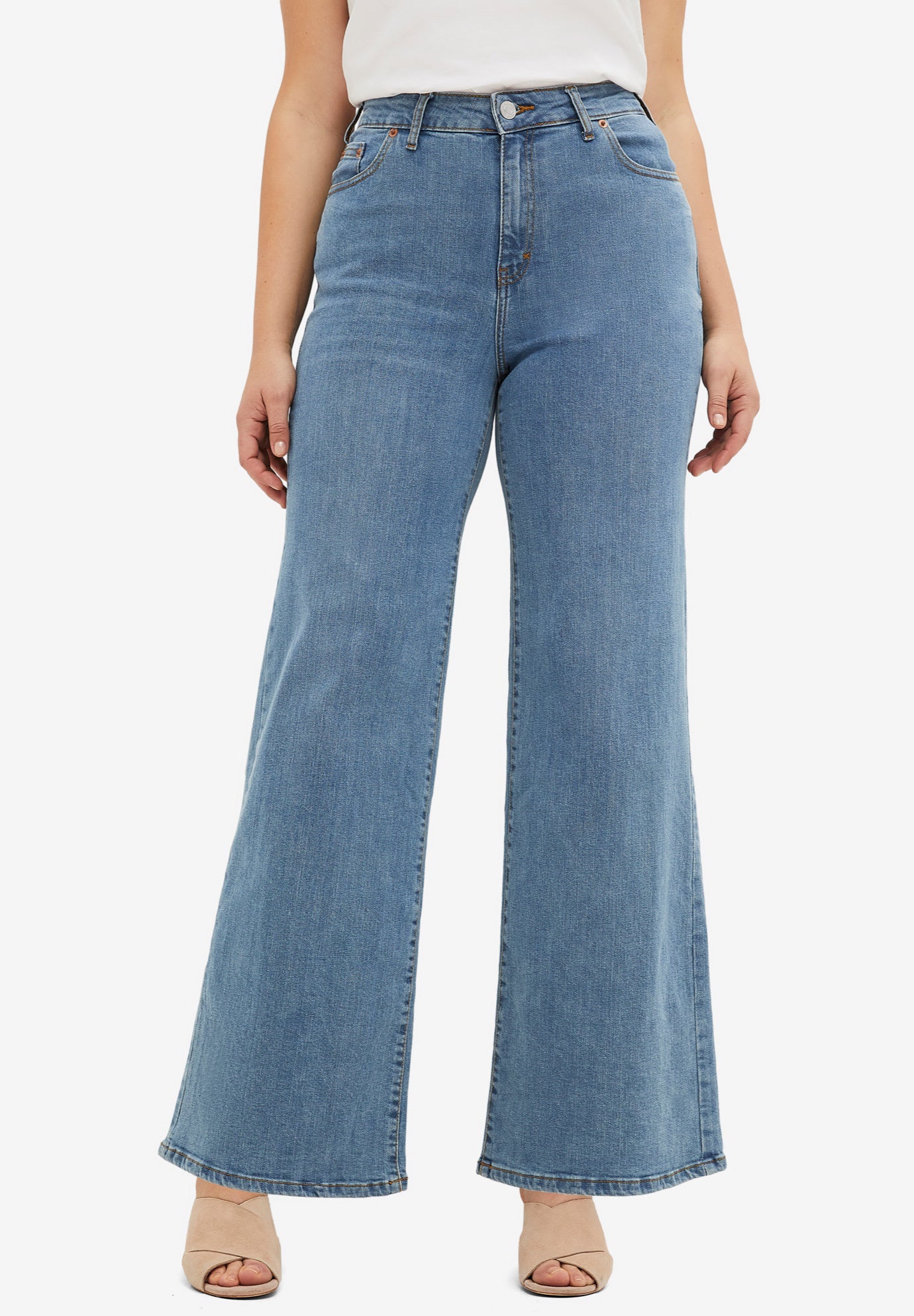 High-Waist 5-Pocket Wide-Leg Stretch Jeans image number 0