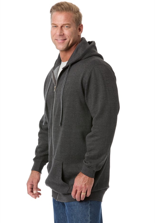 Longer-length Fleece Full Zip Hoodie image number 2