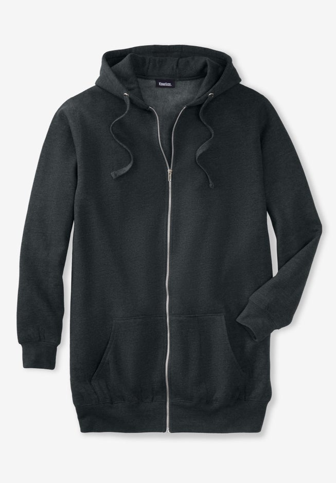 Longer-length Fleece Full Zip Hoodie image number 1