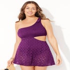 One Shoulder Tie Lace Swimdress image number null